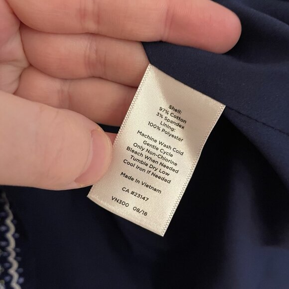 Talbots Petite Sz 8P Navy Blue Cotton Blend Preppy Paisley Canvas A-Line Skirt - Picture 10 of 10